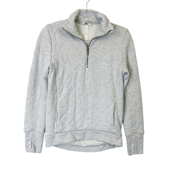 Lululemon Forever Warm Pullover Womens Size 2 Heathered Vapor Gray Quilted Terry - Picture 1 of 11